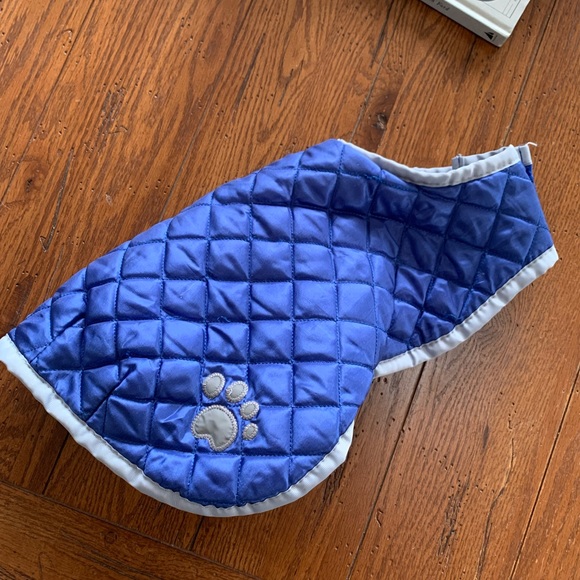 Casual Canine Quilted Nor’Easter Dog Coat in Royal Blue w/ Gray Detail Size S/M - Picture 8 of 8